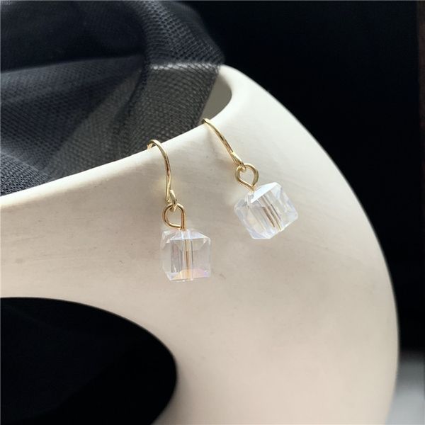 

cute crystal block luxury earrings clip sweet vintage new earrings, Silver