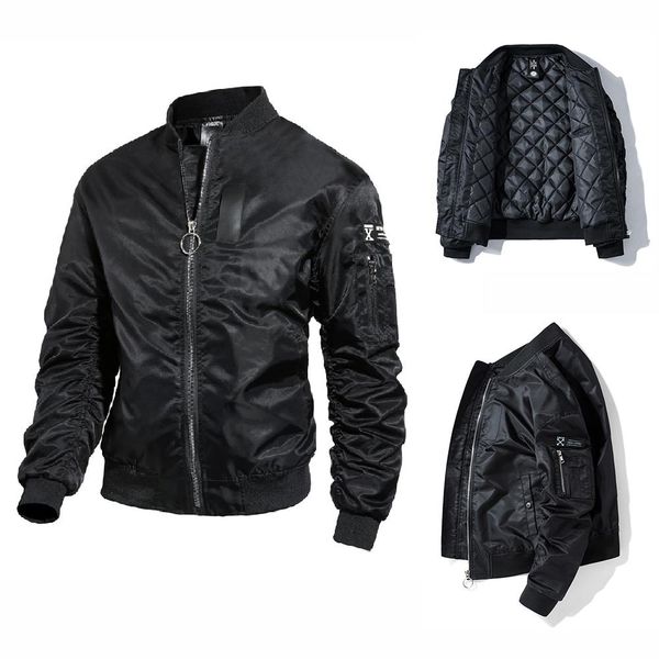 

весной и осенью новый бомбардировщик куртка для мужчин молний thicked мужского пилота ma1 жакета пальто бейсбол равномерного outwear теплой, Black;brown