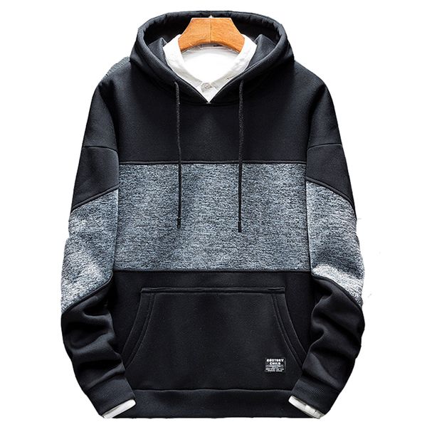 

2019 новый горячий продаваемый бренд толстовки мужчины весна осень мода повседневная с длинным рукавом уличная одежда пэчворк толстовки с ка, Black