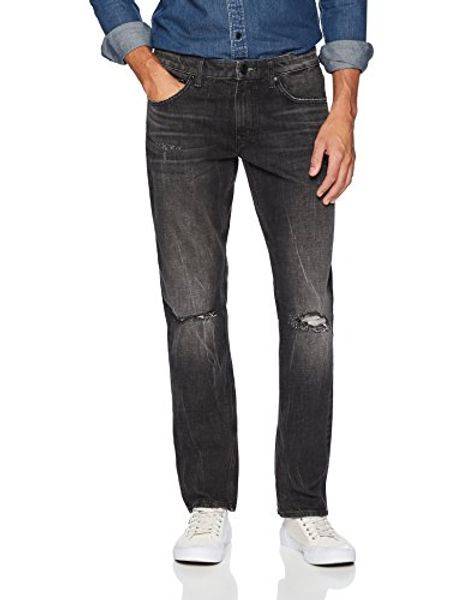 

denim garage classics men's relaxed straight leg stretch jean black worn, Blue