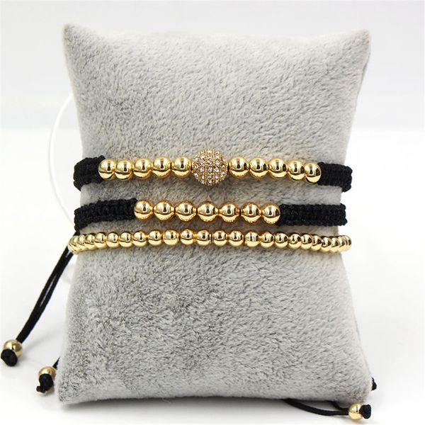 

concise copper beads hand string of balls weave bracelet bracelet suit for women pulseira masculina, Golden;silver
