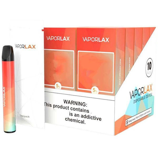 

New Vaporlax Disposable Device Electronic Cigarette 500mAh Battery 3ml Ejuice Pre-filled Pod Disposable Vape 800 Buffs Vaporizer 15 Colors