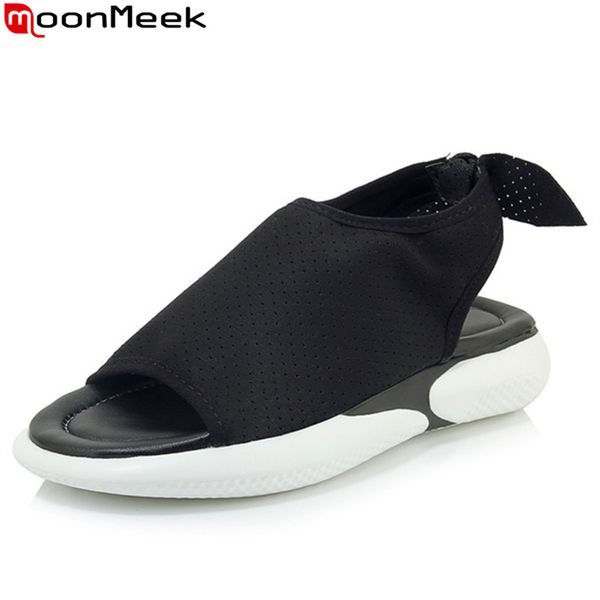

moonmeek large size 34-46 fashion summer new shoes woman comfortable flat platform sandals women mesh casual ladies shoes 2019, Black