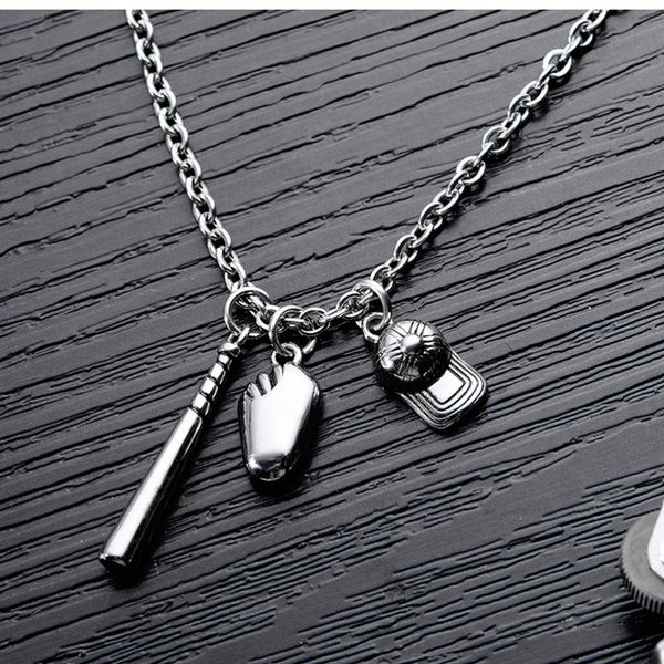 

mism baseball glove chains choker necklace baseball cap necklace men metal pendant sports zincir kolye minimalist jewelry, Silver