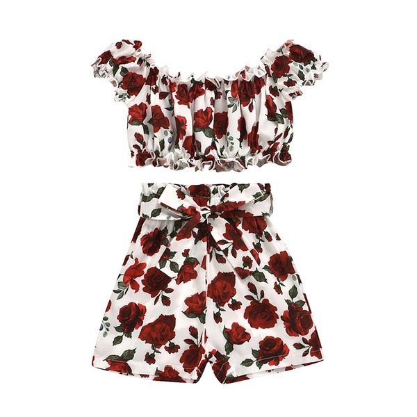 

2pcs / набор baby girl summer рукавов жилет высокого качества напечатанный шаблон детские наборы топ + брюки дети симпатичные мягкие наборы, White