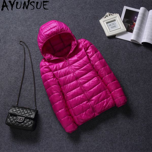

ayunsue ultra light down jacket women plus size korean winter coat women parkas mujer 2019 jackets casacas para mujer kj342, Black