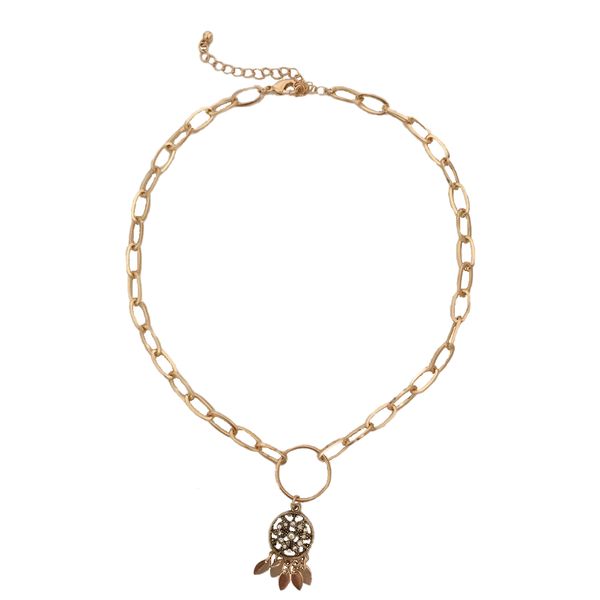 

chic women necklace with antique gold color plating snow pendant, Silver