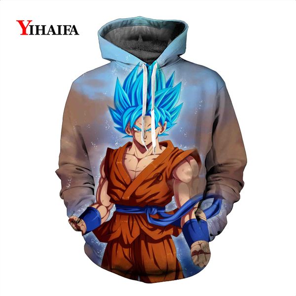 

harajuku mens womens 3d sweatshirt z hoodies blue hair goku graphic print pullover tracksuit casual streetwear, Black