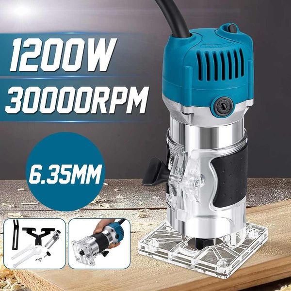 

750w/1200w wood electric trimmer laminator router joiners tool woodworking electric hand trimmer wood laminator with router bits