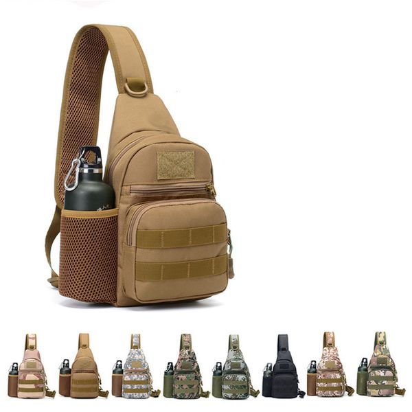 

outdoor camouflage tactical chest bag men women field sports riding slung chest bag multi-function army fan kettle