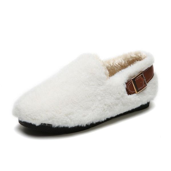 

winter shoes women warm flats casual slip on loafers woman flat fur plush shoes bow moccasins lady non-slip casual cotton shoes, Black