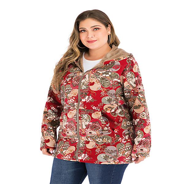 

mujer womens coats winter warm outwear print hooded sweatershirts ladies coats pockets vintage oversize hasp coat camisolas, Black