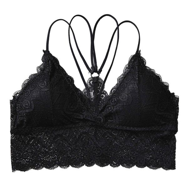 

women's beauty back wrapped chest sling cross vest no steel ring sports bra bottom anti-glare underwear, White