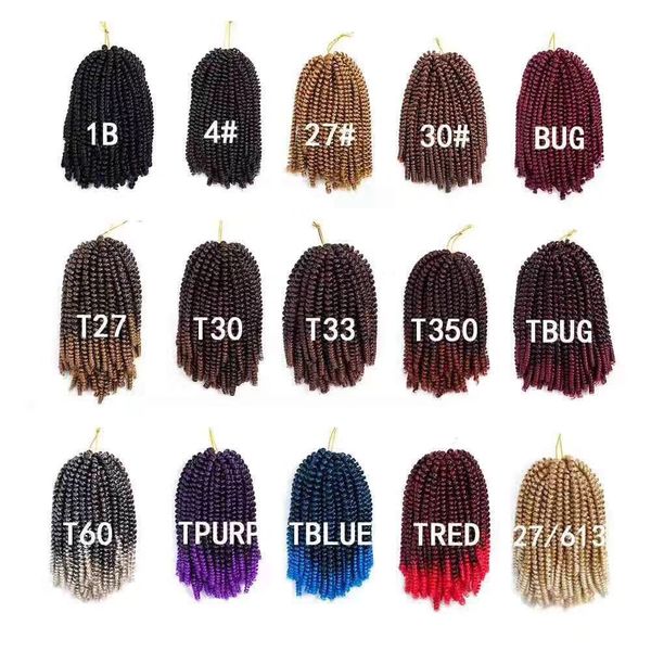 Estensione dei capelli da 8 pollici 60 fili Nubian Twist Crochet Trecce Ombre Treccia sintetica Bomba Twist per soffici