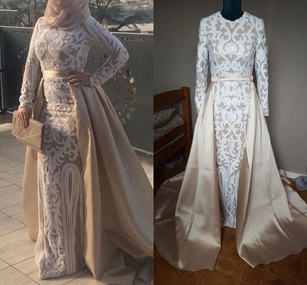 

Mermaid Elegant Evening Formal Dresses 2019 Sequined Plus Size Prom Dress Muslim Long Sleeve Evening Gowns robe de soiree Abendkleider