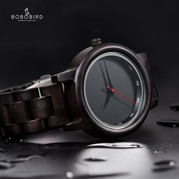 

bobo bird watch men relogio masculino simple wristwatch ebony wood japanese movement custom text christmas gift to husband son, Slivery;brown
