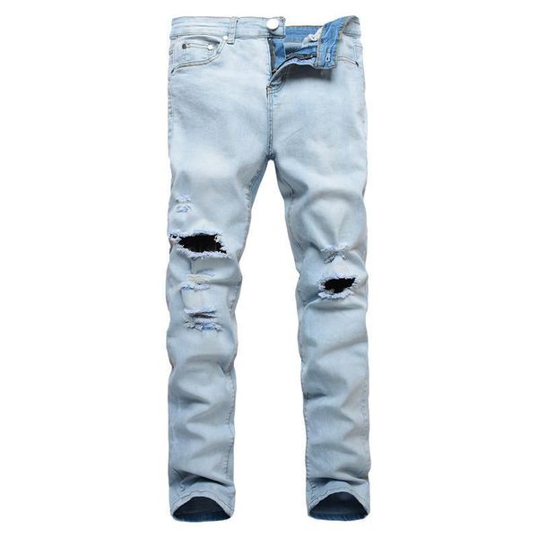 

хорошее качество джинсы slim fit мужские джинсы дизайнер узкие мода мужчины robin basic длинные джинсы hip hop разрушенный brand denim пять, Blue
