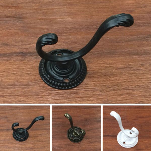 

5pcs retro double-head wall door antique hooks hangers clothes coat hat bags key kitchen bathroom reusable decoration