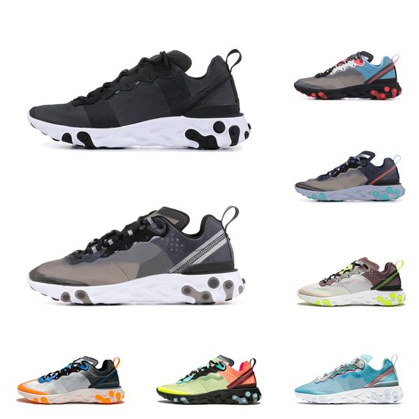 

new react element 87 undercover running shoes men women designer sports shoes black anthracite black red dark grey outdoor trainers 36-45