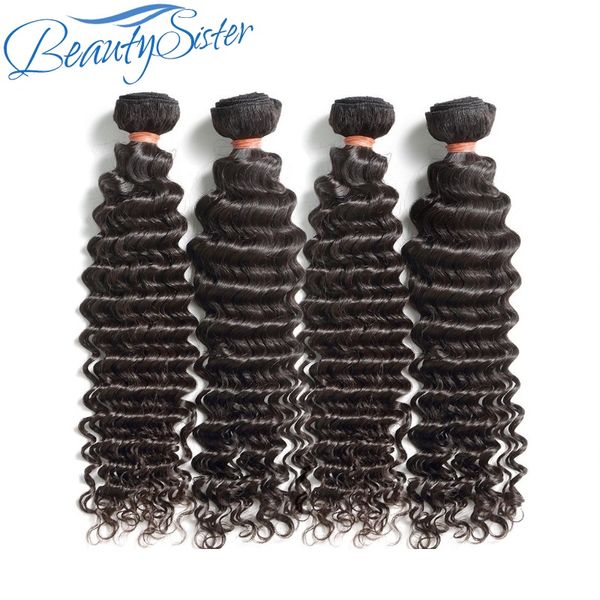 

10a brazilian virgin hair deep wave 4pieces 400g lot unprocessed remy human hair bundles weave perruques de cheveux humains natural color, Black