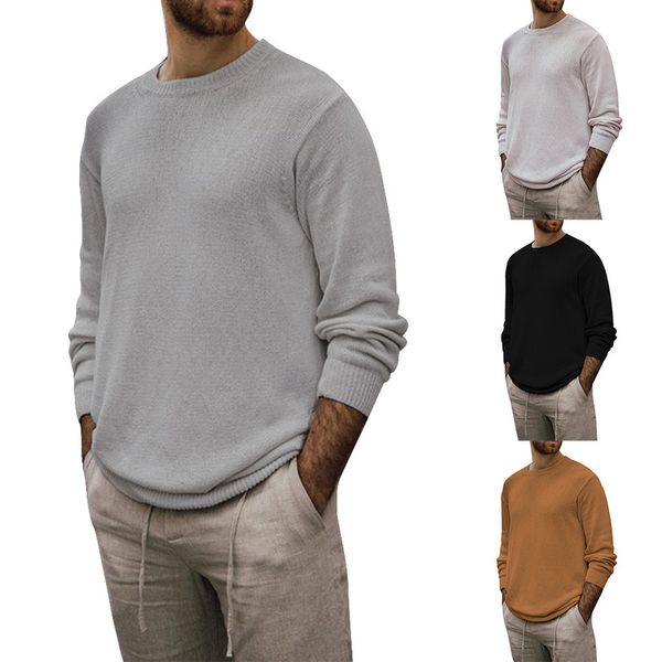 

autumn men sweater pullover casual jumper for male knitted korean style o-neck sweaters solid pull homme clothes plus size, White;black