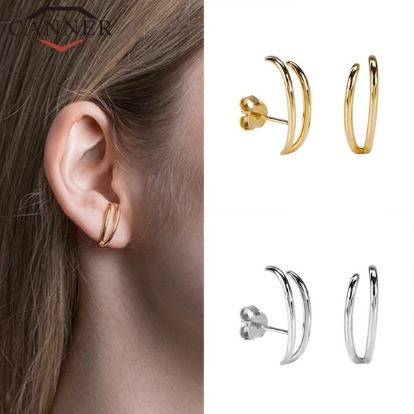 

fashion trend ins style 925 sterling silver stud earrings for women simple geometric ladies earrings party jewelry, Golden;silver