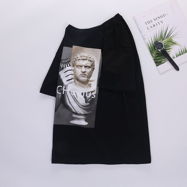 

2020 men's designer t-shirt brand black portrait print summer short-sleeved t-shirt men and women undershirt s-2xl, White;black