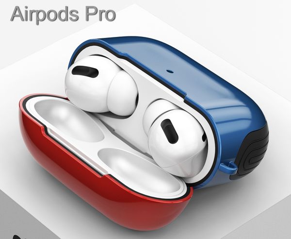 Per AirPods Pro Custodia Portatile TPU Silicone Hard PC Hybrid Custodie protettive resistenti agli urti Pelle per Apple AirPods Pro Custodia di ricarica