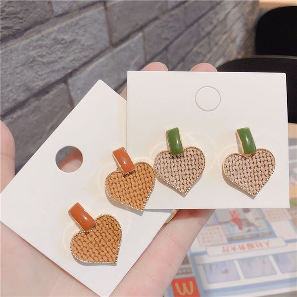 

korea style simple cute sweet silver needle simple fabric heart drop earings for women girl fashion jewelry hair accessories