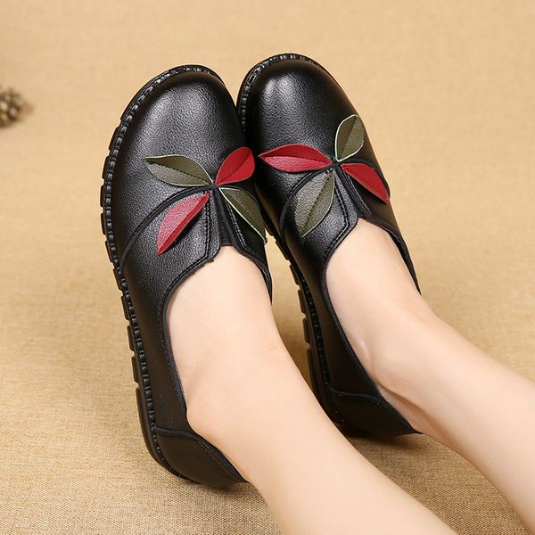 

women moccasins women's flats genuine leather shoes woman loafers slip on women casual shoes mocasines mujer ladies flat, Black