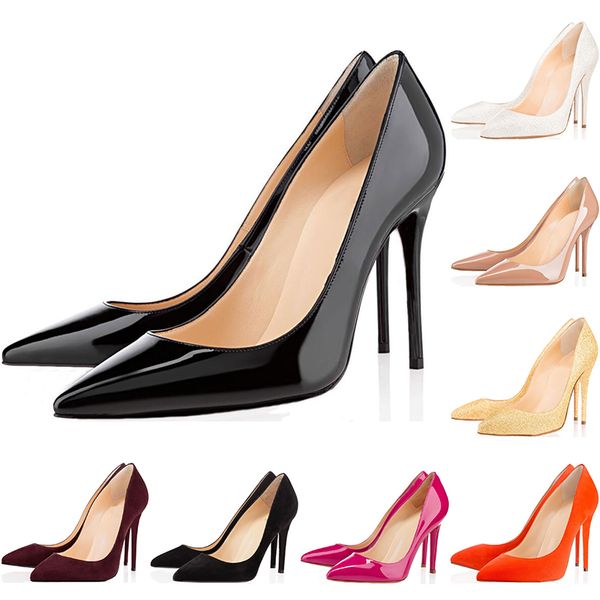 

fashion designer women shoes red bottom high heels 8cm 10cm 12cm nude black red pink leather pointed toes pumps dress party wedding shoes
