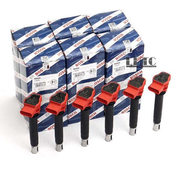 6x Red Ignition Coil Pack Spark Plug Bosch Genuine For Vw Touareg