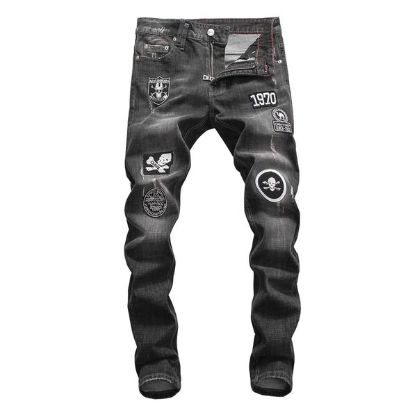 

trendy mens fashion skinny runway straight zipper jeans mens jeans casual denim washed denim jeans hip hop motorcycle fear of god, Blue