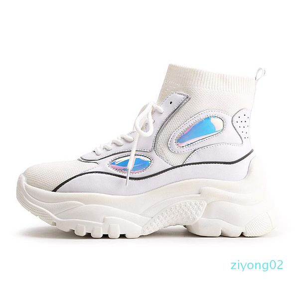 

wholesale new high platform sneakers women glitter ankle sock shoes woman dad chunky sneakers zapatos de mujjer 02z, Black