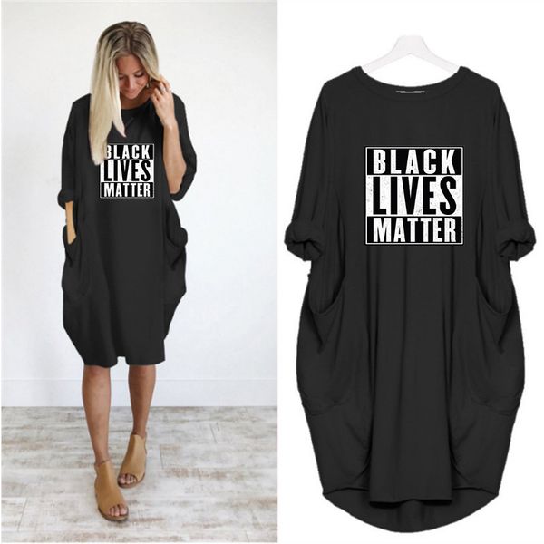 

womens designer dresses luxury letter printing dress crew neck casual party dress fashion long sleeves casual 6 colors women summer clothes, Black
