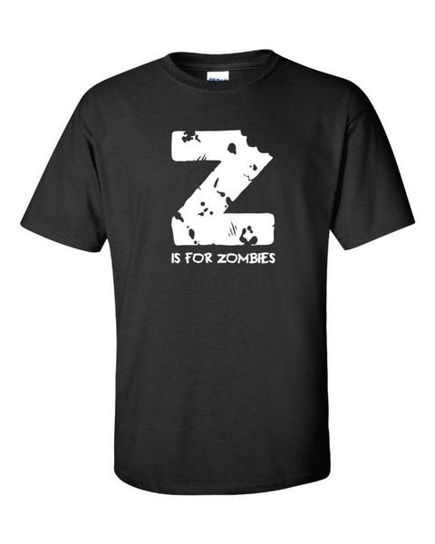 

z is horror movie walk print scary tee shirt men short sleeve cotton t-shirt mens clothing camisetas tee, White;black