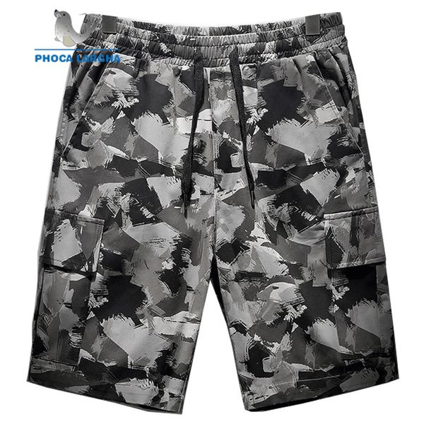 

camouflage cargo shorts men 2019 summer new mens multi-pocket casual shorts male loose male short plus size, White;black
