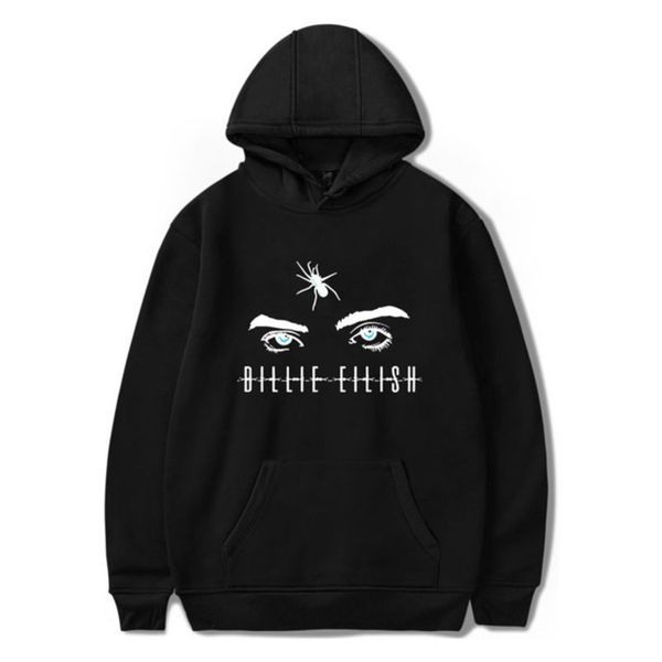 

xxs-4xl billie eilish hoodie eyes and letter printing long sleeve be fleece casual pullover hoodies sweatshirt jacket, Black