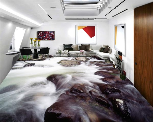 

self adhesive 3d floor wallpaper red brown stone clean white stream home decor living room bedroom 3d floor wallcovering