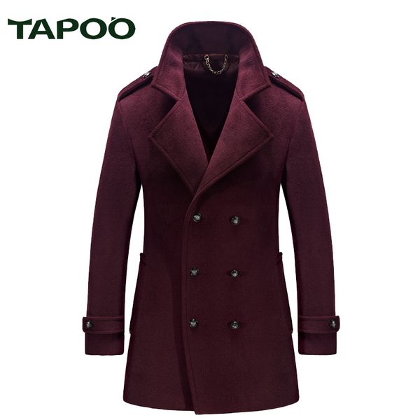 

tapoo brand clothing 2017 autumn and winter men's woolen clothing collar collar men's coat windbreaker wool woolen 829, Black