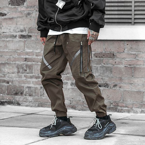 

men's pants hip hop cargo men multi-pocket harem joggers harajuku sweatpant casual trousers male streetwear 2021 fashion, Black