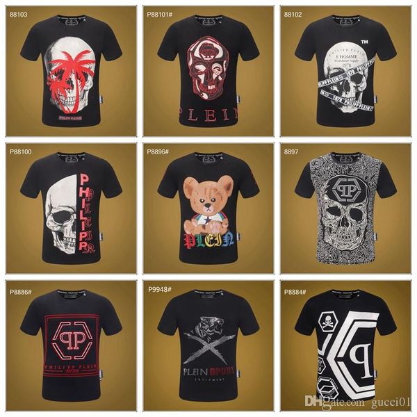 

fashion brand men women short sleeve t shirt rivet terrorist skull cotton men cool t shirt hip hop tees 3a5312
