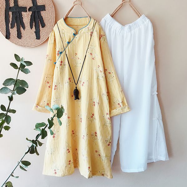 

2019 chinese dress cheongsam qipao embroidery floral long qipao cotton and linen cheongsam elegant chinese style floral print, Red