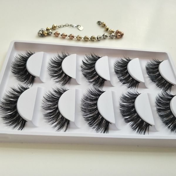 

5 pairs handmade cotton stalk water mink false eyelashes cross messy dense natural eye lashes stage makeup false eyelashes