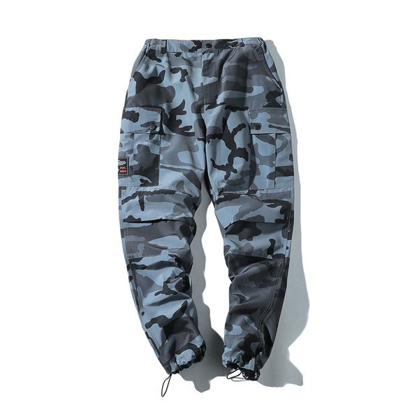 

una reta camouflage man pants new fashion streetwear joggers trousers casual long pants men hip hop elastic waist cargo, Black