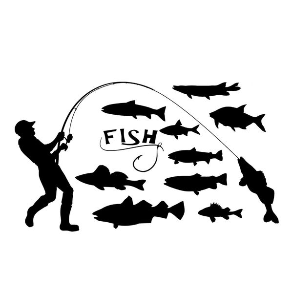 

16.7cm*9.5cm fisherman fishing fish stickers decals car accessories funny personality stickers