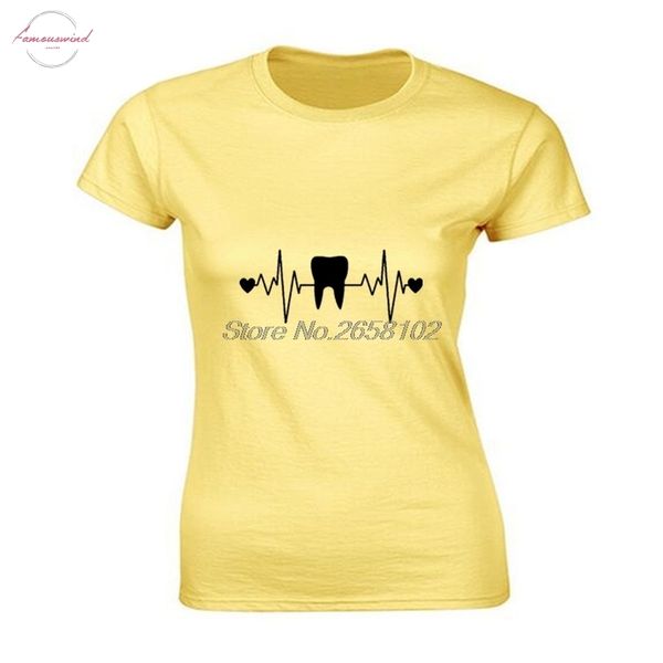 

funny tooth teeth dentist heartbeat t shirt women cotton short sleeve t shirt hip hop tees harajuku streetwear fitness, White