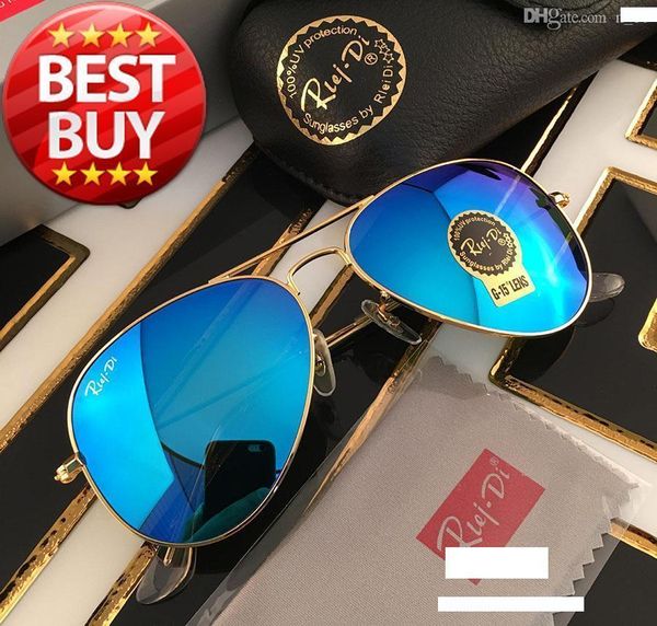 

pilot style sunglasses brand designer sunglasses for men women metal frame flash mirror glass lens fashion sunglasses gafas de sol 58mm 62mm, White;black