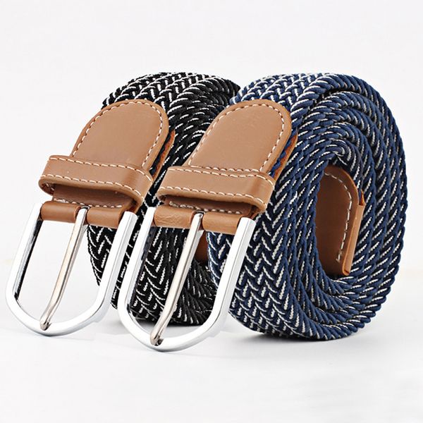 

fashionable elastic canvas belts for women knitted buckle adjustable belt male canvas belts for jeans, Black;brown