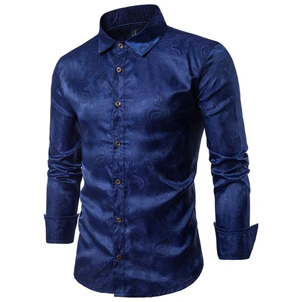 

2019 new arrival men shirts fashion men's autumn winter print national button long sleeve shirt blouse camisa masculina#3, White;black